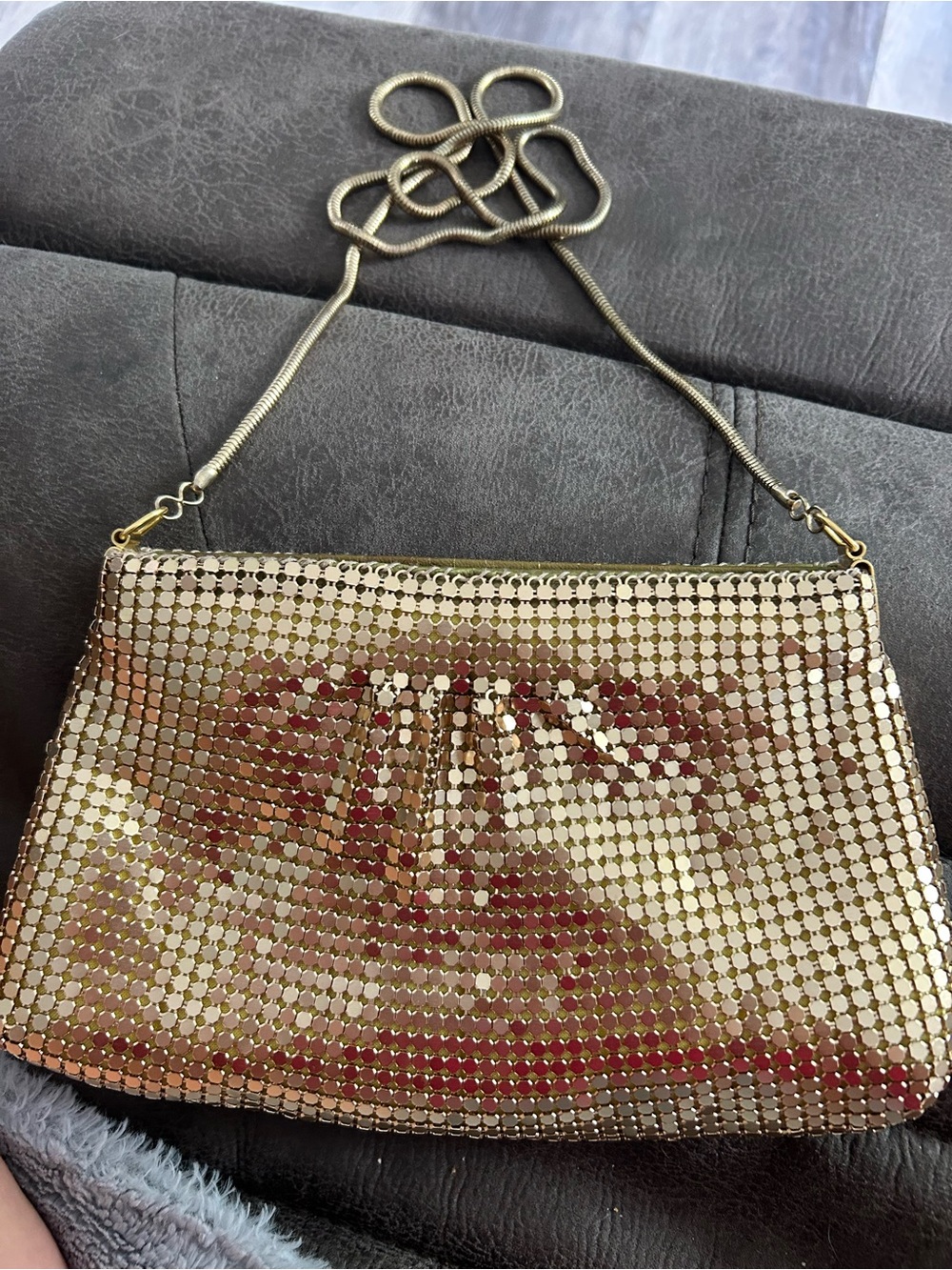 Gold Mesh Evening Clutch with Chain Strap